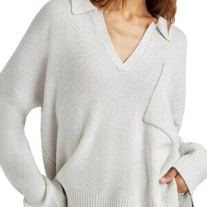 Splendid Kristen Polo Sweater Ice Heather